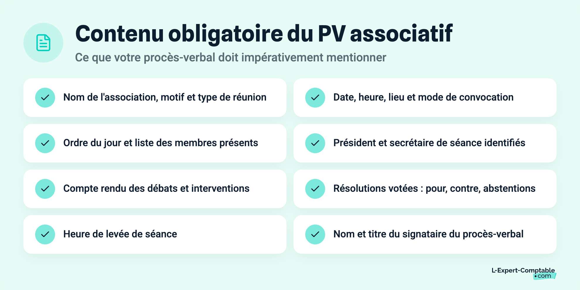 Contenu obligatoire du PV associatif